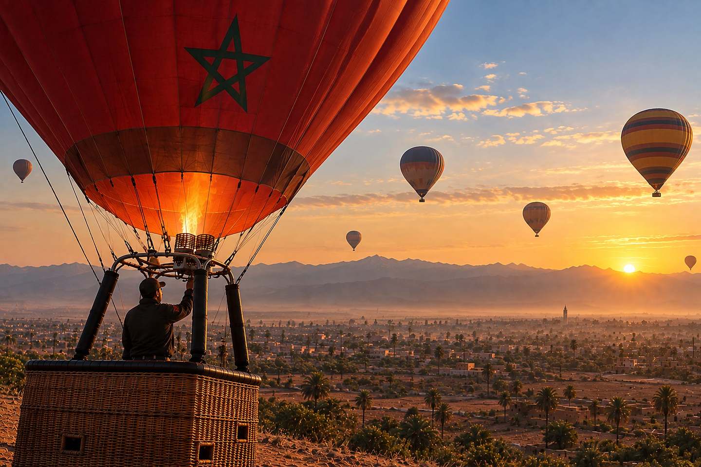 Hot air balloon over Marrakech
