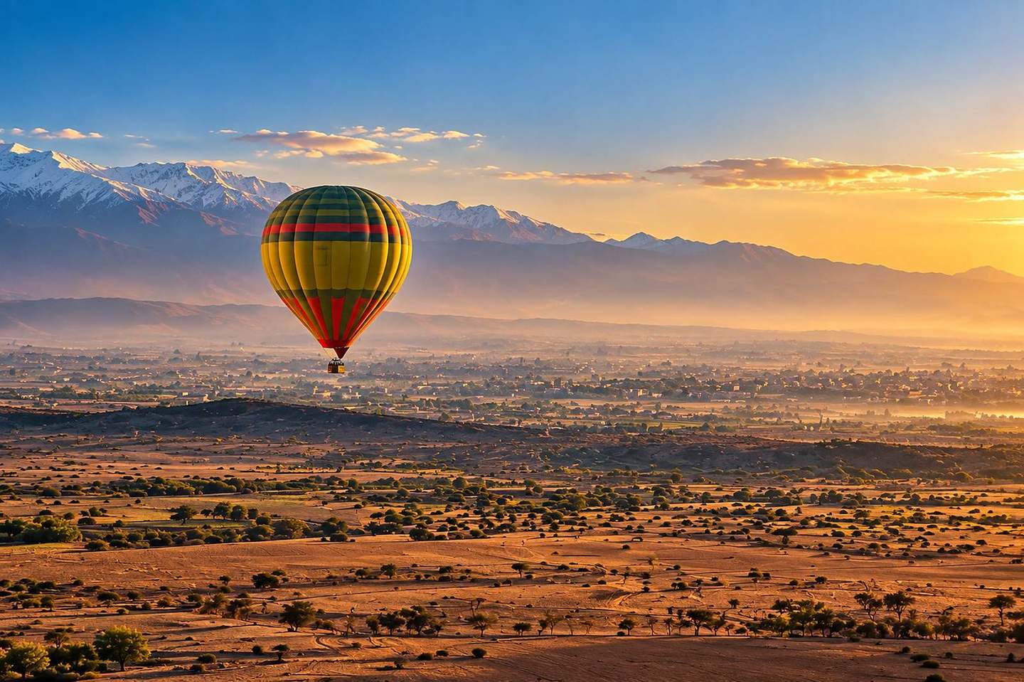 Hot air balloon in front of the Atlas